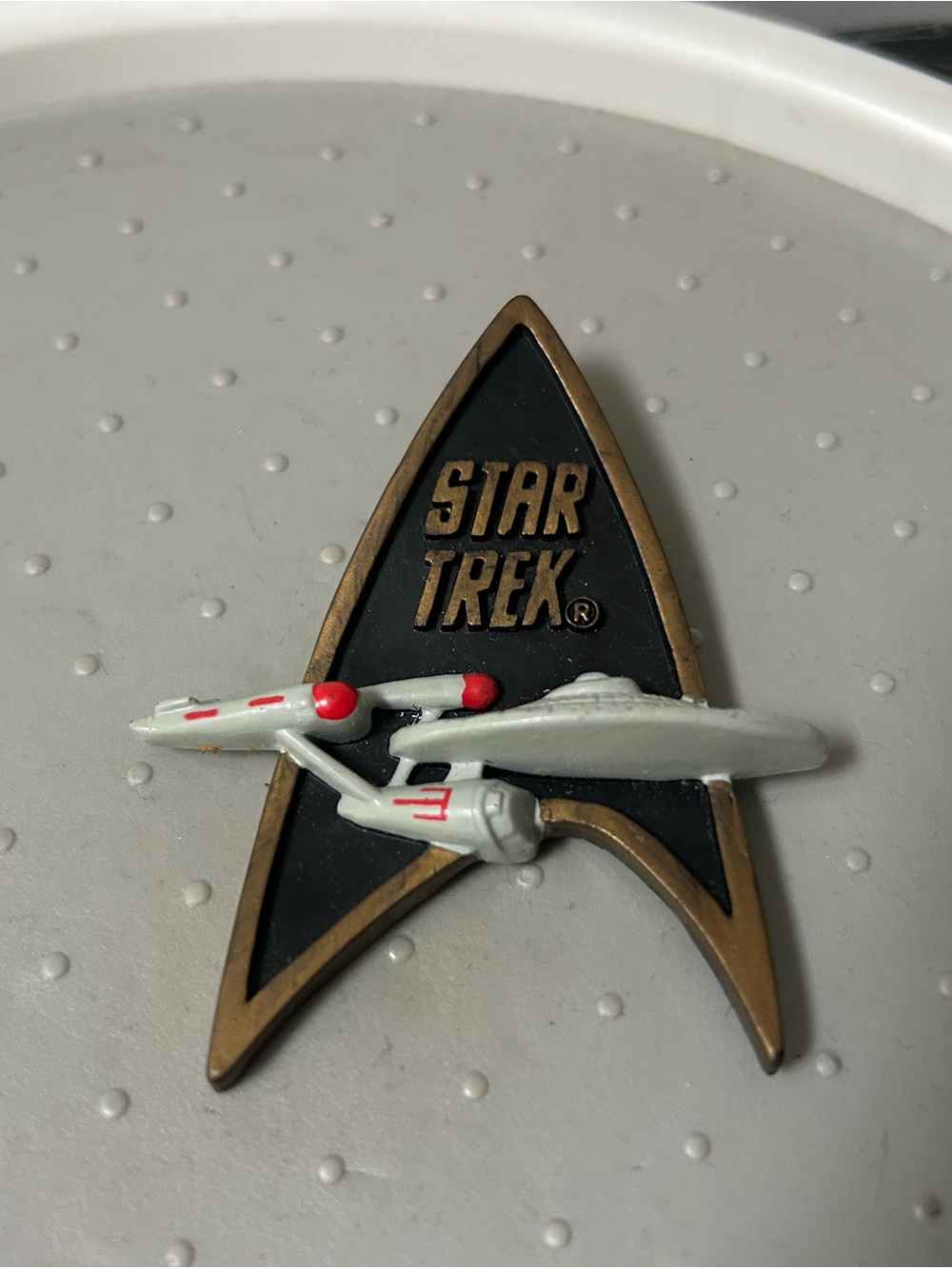Star Trek Magnet USS Enterprise Spaceship 1991 90s Space Gold Black  Plastic Fan